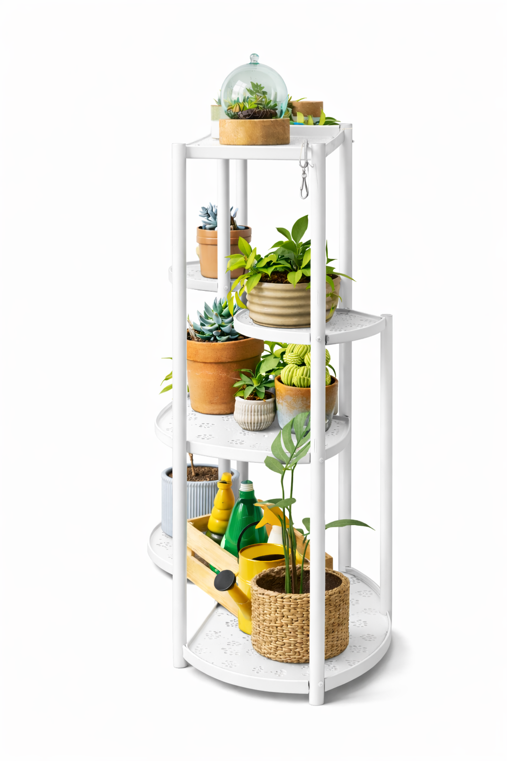 Підлогова підставка для квітів на 6 полиць, біла - мініатюра 3