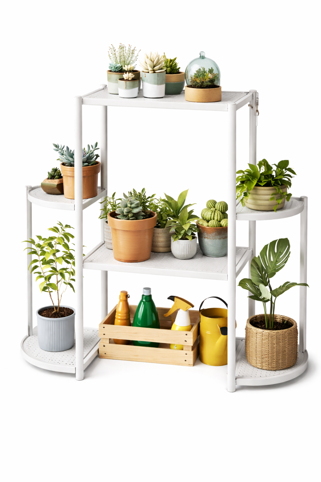Підлогова підставка для квітів на 6 полиць, біла - мініатюра 4