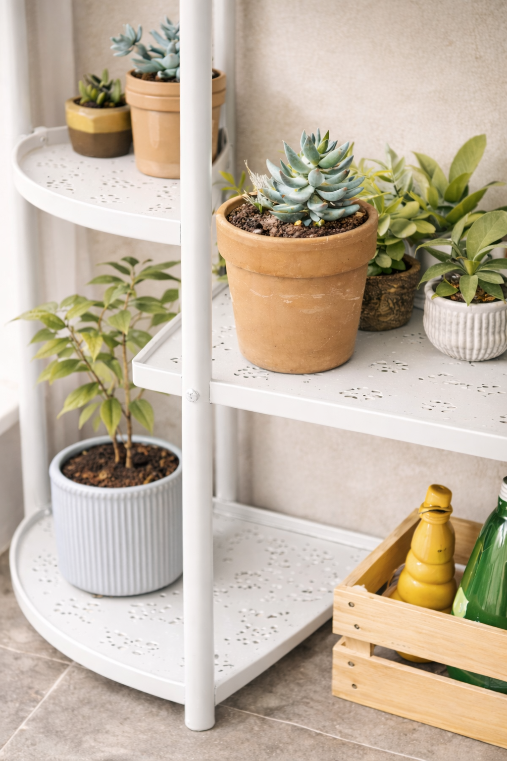 Підлогова підставка для квітів на 6 полиць, біла - мініатюра 6