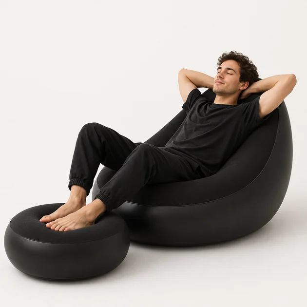 Надувний диван AIR SOFA з насосом чорний - мініатюра 3