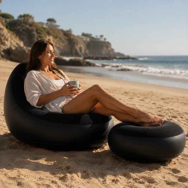 Надувний диван AIR SOFA з насосом чорний - мініатюра 5