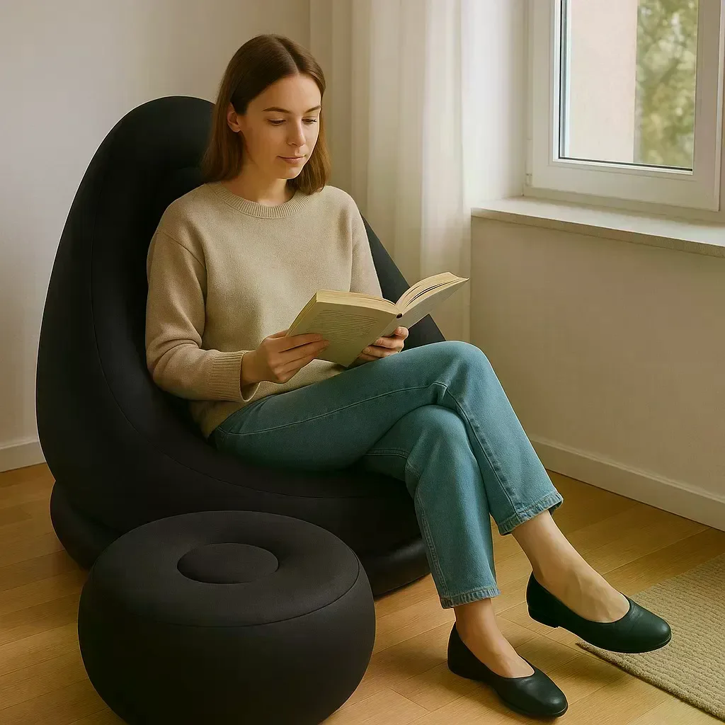 Надувний диван AIR SOFA з насосом чорний - мініатюра 8