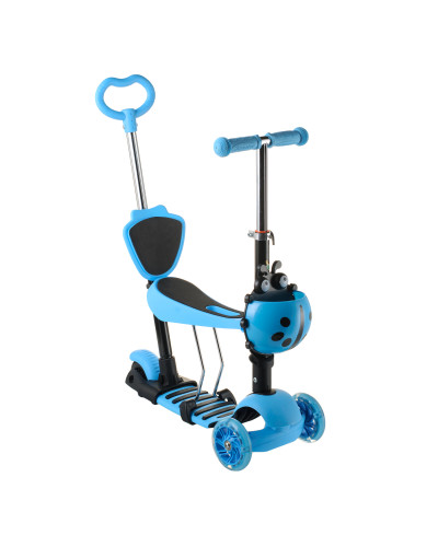 Самокат 5 в 1 з батьківською ручкою, сидінням і світними колесами - мініатюра 4
