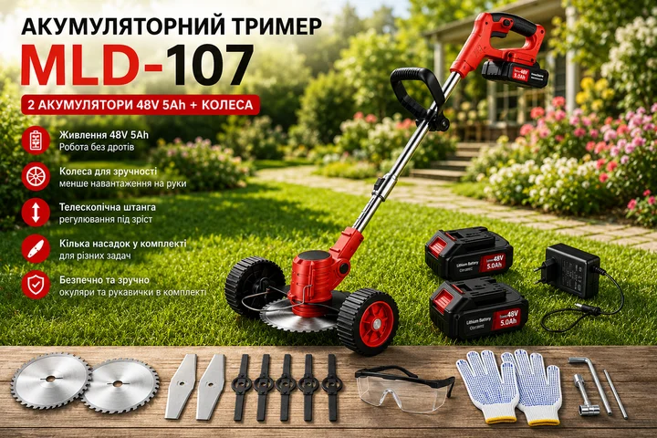 Акумуляторна газонокосарка-тример MLD-107 червона - мініатюра 5