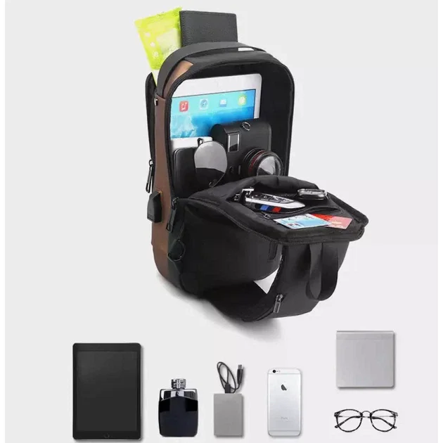 Нагрудна сумка Backpac XL-1514100 чорно-сіра маленька - мініатюра 7