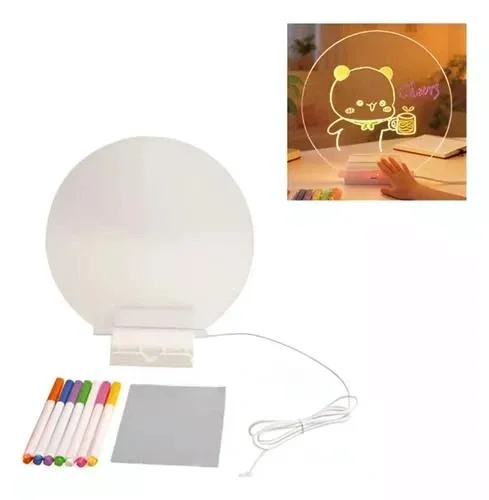 Круглий світильник-нічник WordPad AND 5502 15 см від USB • LED-дошка для нотаток AND 5502 з маркером для дому, офісу та декору