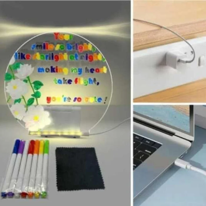 Круглий світильник-нічник WordPad AND 5502 15 см від USB - мініатюра 4