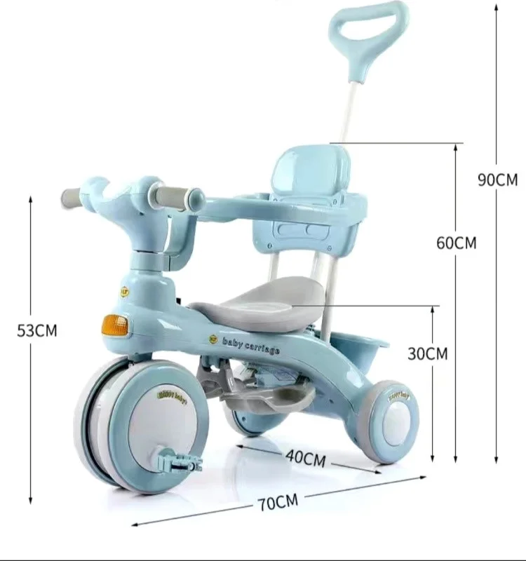 Дитячий триколісний велосипед Baby Carriage 588 блакитний з батьківською ручкою - мініатюра 2