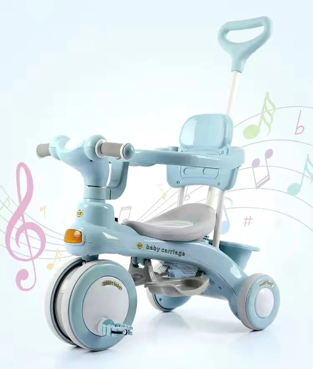 Дитячий триколісний велосипед Baby Carriage 588 блакитний з батьківською ручкою - мініатюра 3