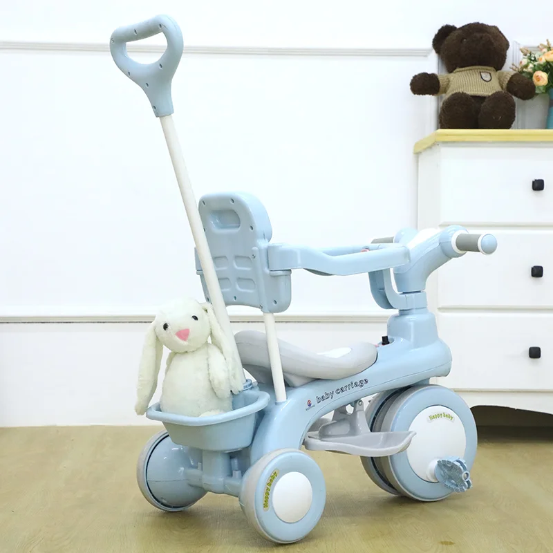 Дитячий триколісний велосипед Baby Carriage 588 блакитний з батьківською ручкою - мініатюра 4