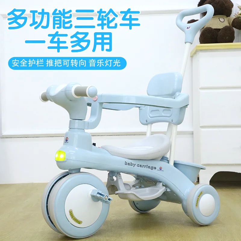 Дитячий триколісний велосипед Baby Carriage 588 блакитний з батьківською ручкою - мініатюра 5