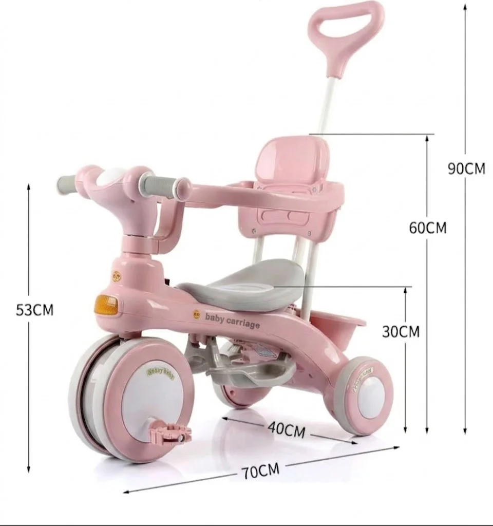 Дитячий триколісний велосипед Baby Carriage 588 рожевий з батьківською ручкою - мініатюра 2