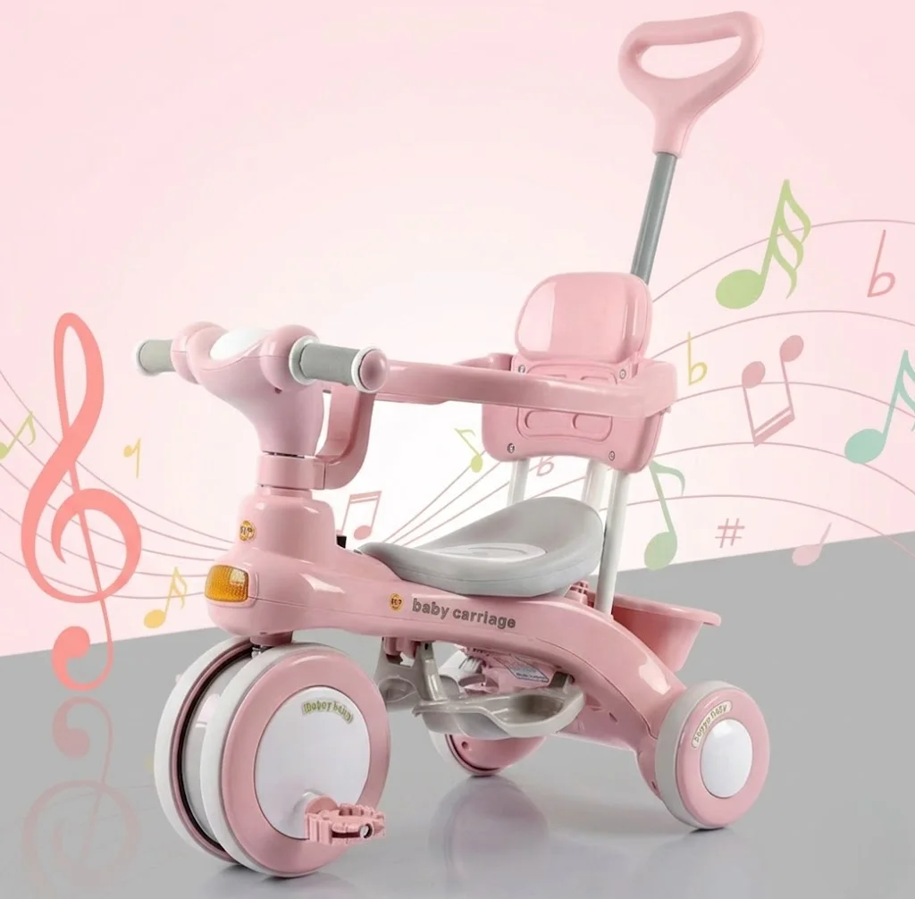 Дитячий триколісний велосипед Baby Carriage 588 рожевий з батьківською ручкою - мініатюра 4