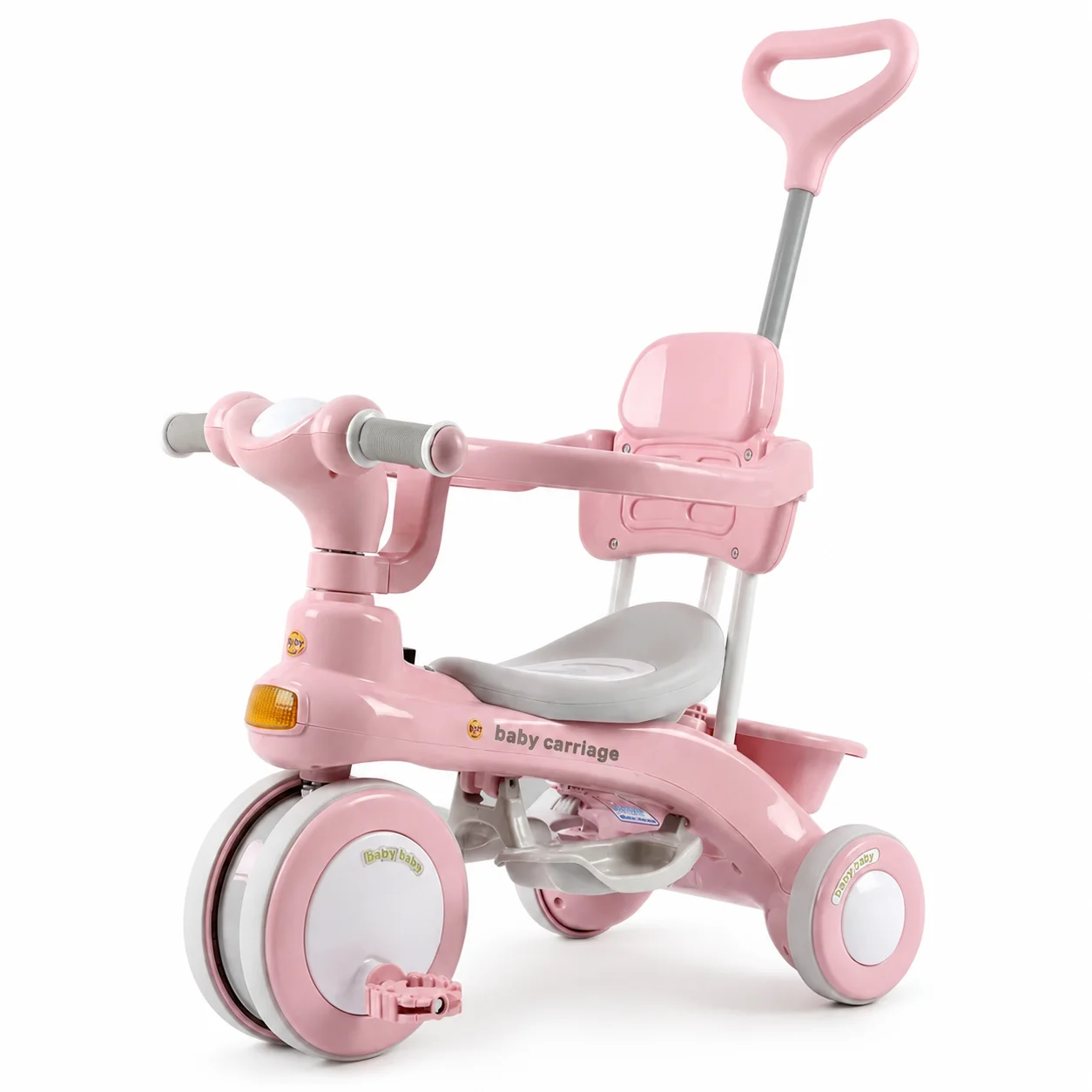 Дитячий триколісний велосипед Baby Carriage 588 рожевий з батьківською ручкою - мініатюра 5
