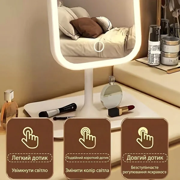Настільне дзеркало для макіяжу KAR192 з LED-підсвіткою біле - мініатюра 8