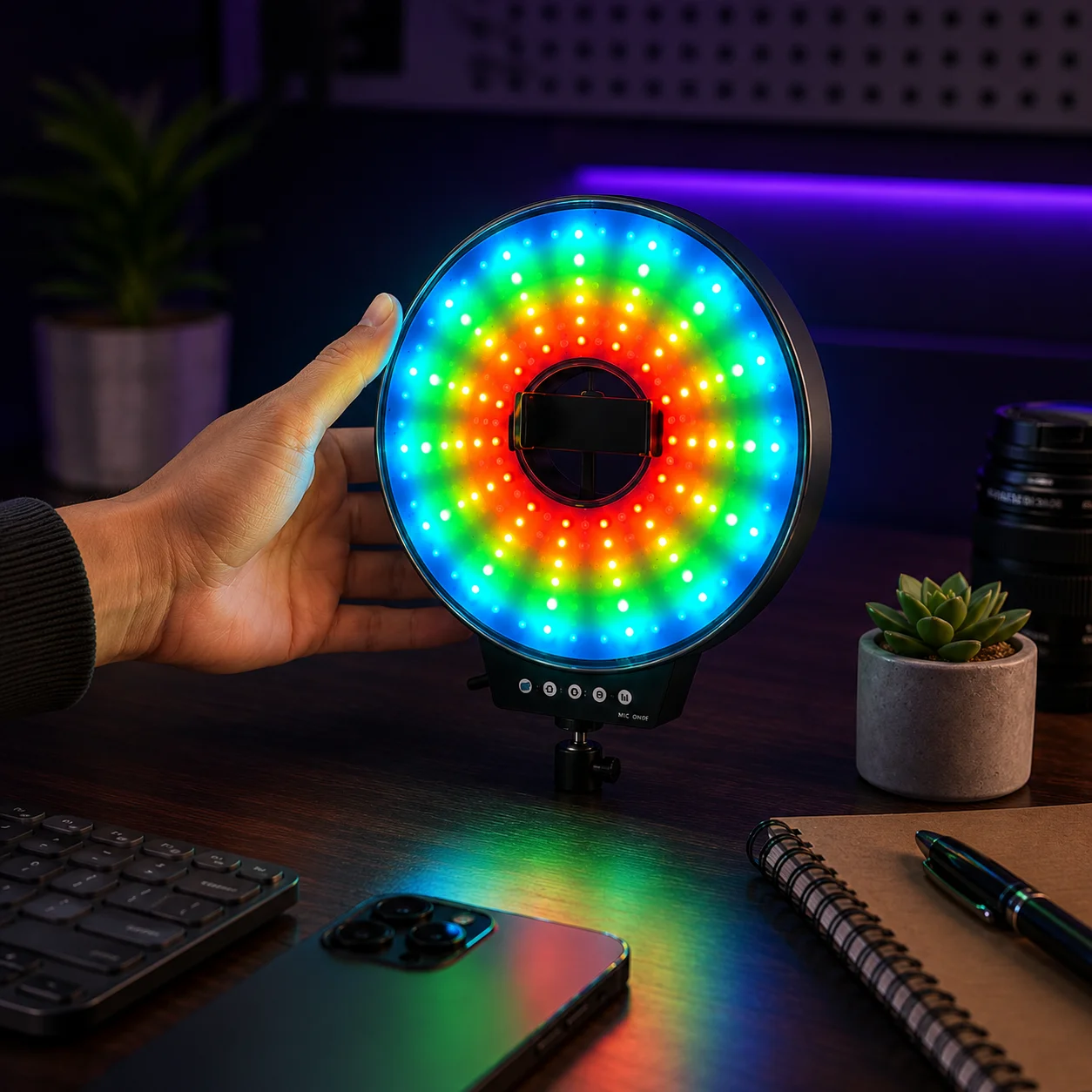 Світлодіодна LED лампа MJ-261 кільцева RGB 26 см з USB підключенням - мініатюра 5