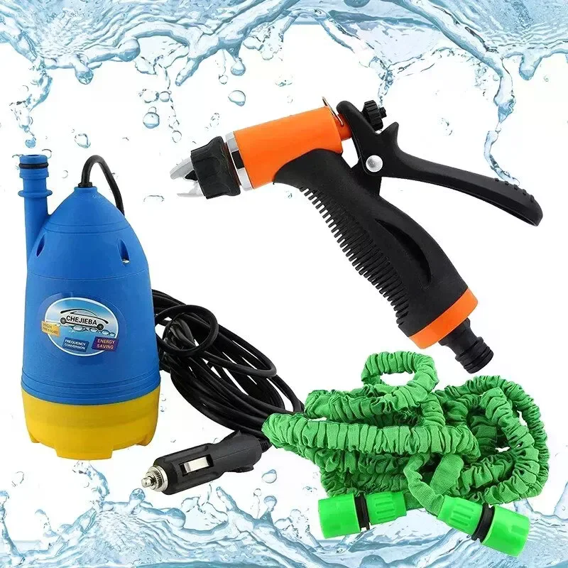 Портативна автомобільна мийка CHEJIEBA 12V із занурювальним насосом і шлангом 8 м - мініатюра 5