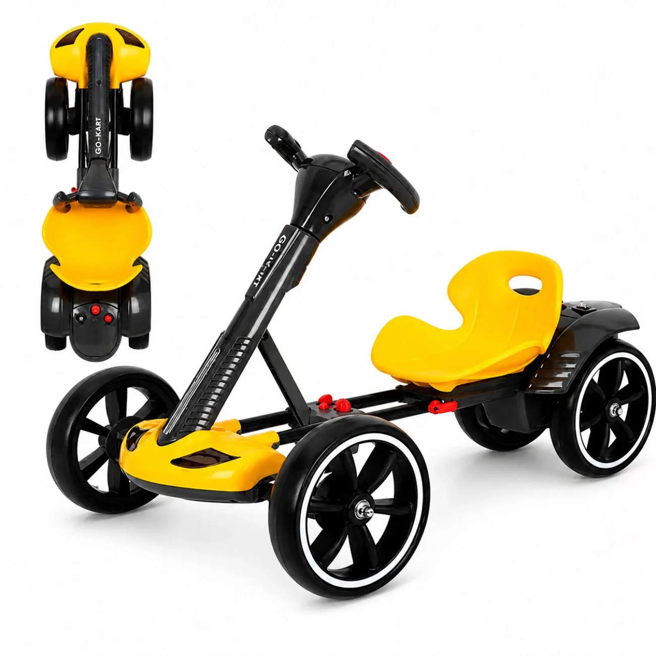 Дитячий електромобіль GO KART F1 жовтий з пультом і Bluetooth 390 Вт • Дитячий електрокарт GO KART F1 на акумуляторі з EVA-колесами, музикою та пультом керування жовтий