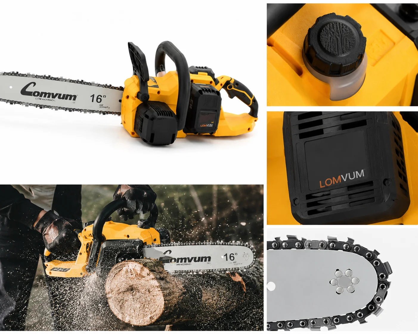 Акумуляторна ланцюгова пила Electric Saw DT-1291 16" з 2 акумуляторами жовта - мініатюра 4