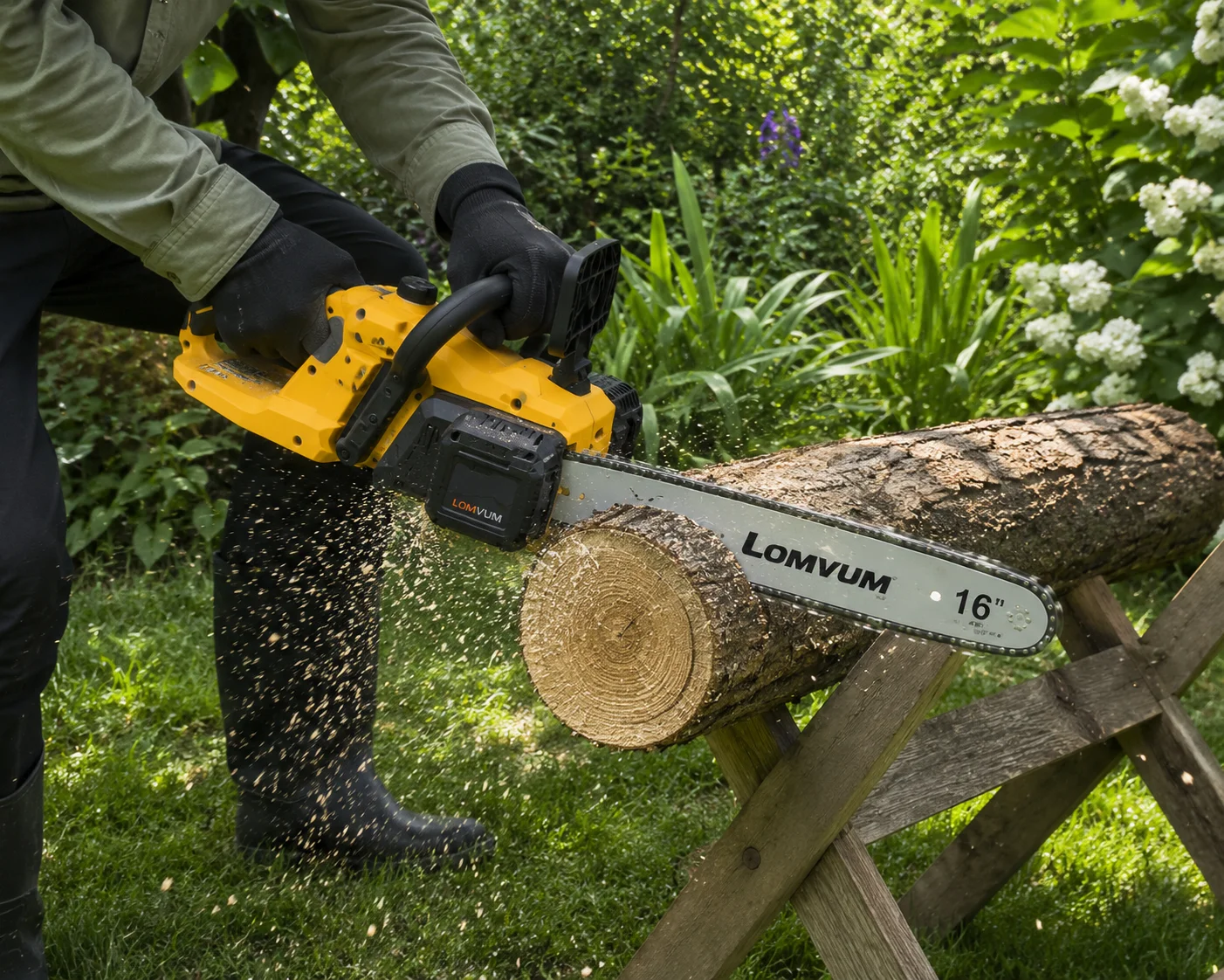 Акумуляторна ланцюгова пила Electric Saw DT-1291 16" з 2 акумуляторами жовта - мініатюра 5