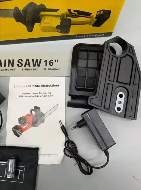 Акумуляторна ланцюгова пила Electric SAW 16" з 2 акумуляторами жовта - мініатюра 5