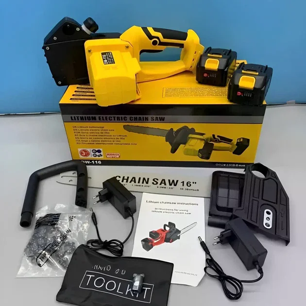 Акумуляторна ланцюгова пила Electric SAW 16" з 2 акумуляторами жовта - мініатюра 7