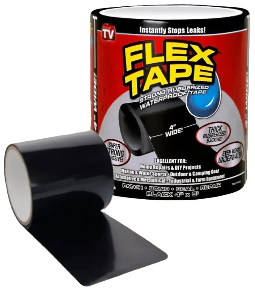 Водонепроникна ремонтна стрічка Flex Tape 1,3 м для герметизації протікань • Клейка скотч-стрічка Flex Tape 1,3 м для труб, шлангів, басейнів і ремонту