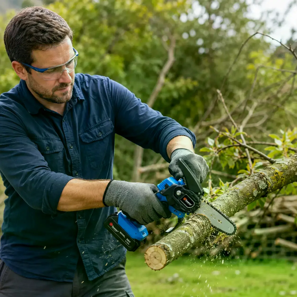Акумуляторна ланцюгова міні-пилка DOMOTEC CHAIN SAW 6″ 68V 8Ah для обрізання гілок - мініатюра 6