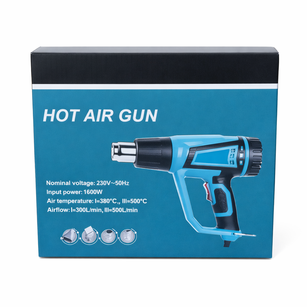 Фен промисловий Hot Air Gun 1600W 4 насадки X512 • Технічний будівельний фен для паяння, зняття фарби, нагріву і термоусадки з насадками