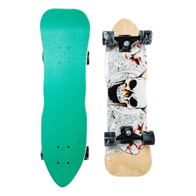 Скейтборд круїзер дерев'яний White Skull • Дитячий і підлітковий круїзер з PU колесами для прогулянок та активного катання