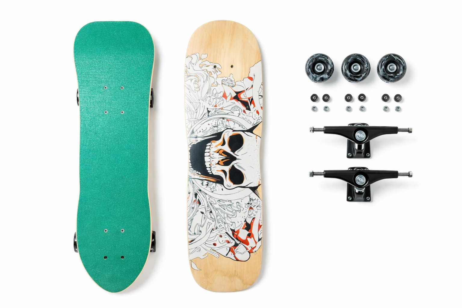 Скейтборд круїзер White Skull для прогулянок і щоденного катання - мініатюра 6