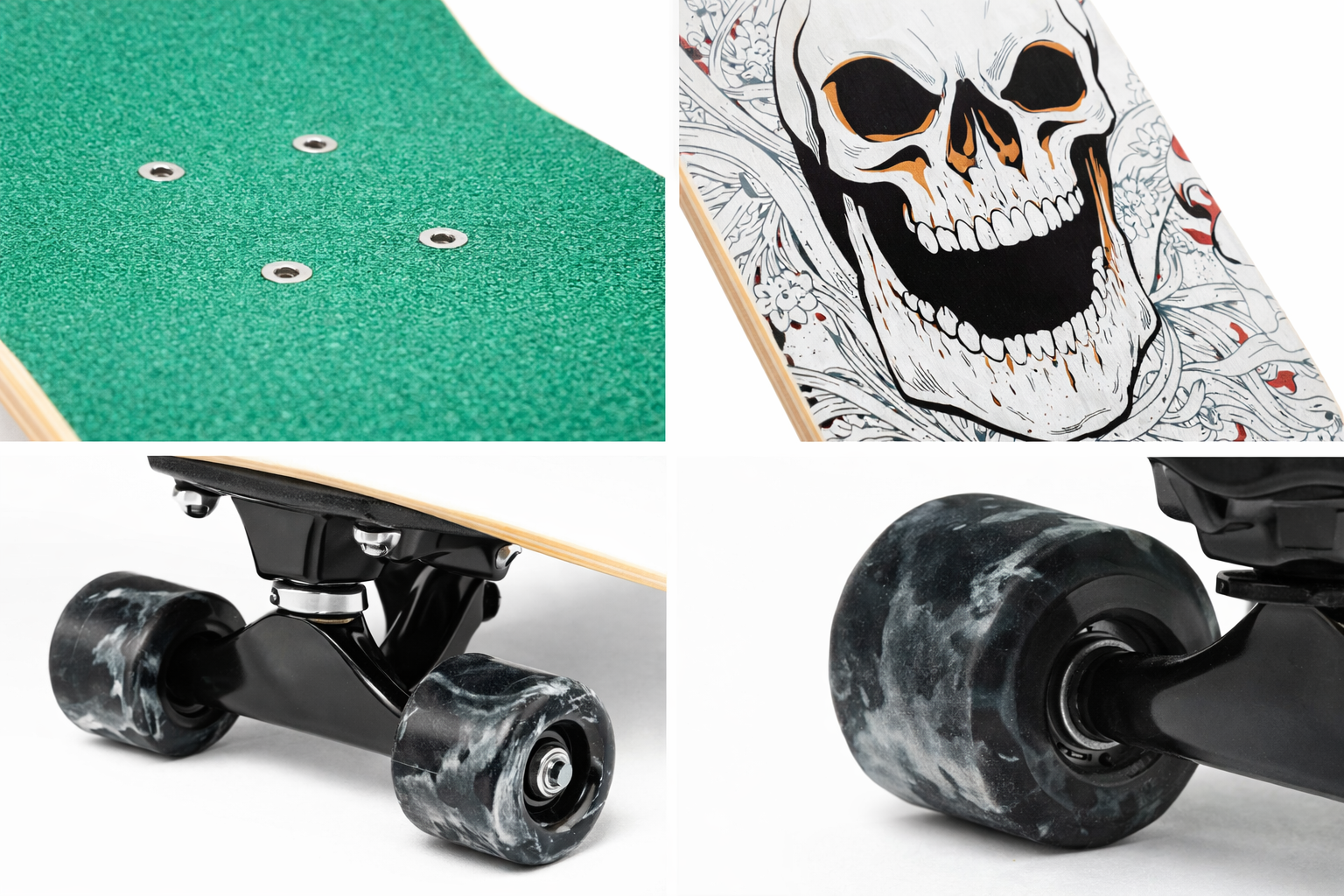 Скейтборд круїзер White Skull для прогулянок і щоденного катання - мініатюра 8
