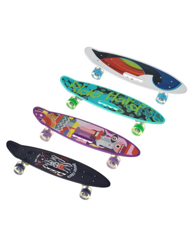 Пенніборд дитячий і підлітковий AS зі світними колесами та ручкою • Скейт penny board для прогулянок і активного катання