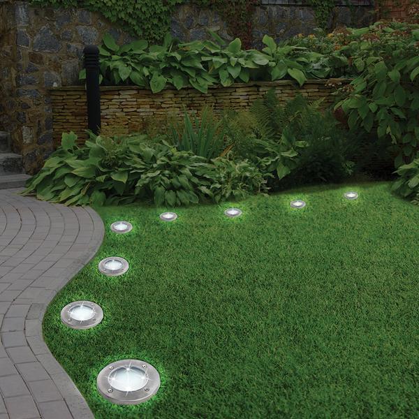 Комплект садових світильників на сонячній батареї Solar Disk Lights, 4 шт - мініатюра 2