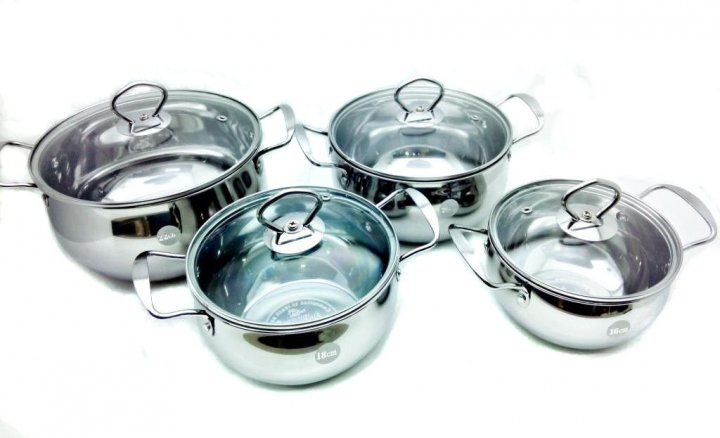 Набір каструль Unique UN-5072 ∙ 8 предметів ∙ Нержавіюча сталь ∙ Термостійкі скляні кришки - мініатюра 2