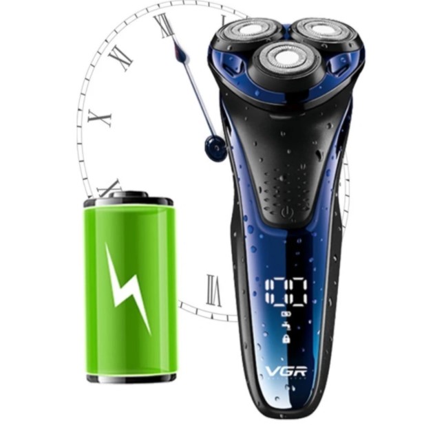 Бездротова електробритва VGR V-306 акумуляторна з плаваючими головками та триммером вологостійка для вологого та сухого гоління - мініатюра 4