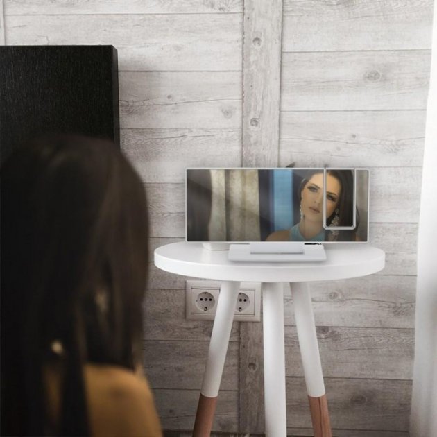 Дзеркальний годинник з проектором часу 3618LP настільний електронний з будильником, календарем та вбудованим термометром ∙ Зелене підсвічування - мініатюра 2