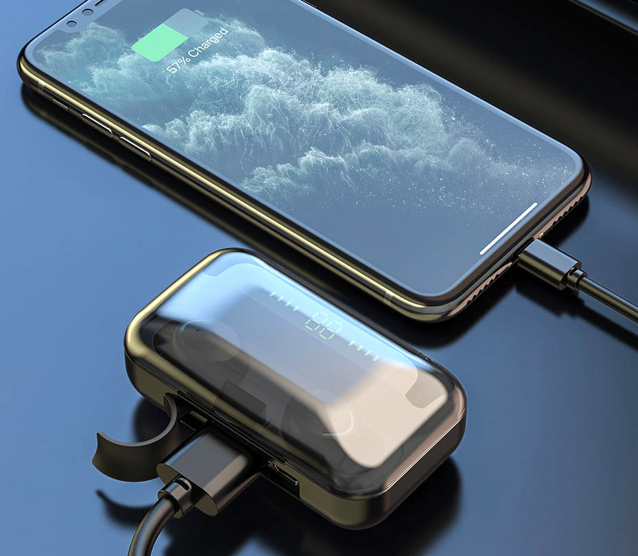 Бездротові сенсорні навушники із цифровим зарядним кейсом TWS BTH-F9-5 Bluetooth блютуз гарнітура - мініатюра 5