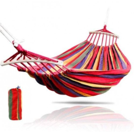 Гамак гавайський бавовняний посилений з дерев'яними перекладинами 80 x 200 см - мініатюра 4