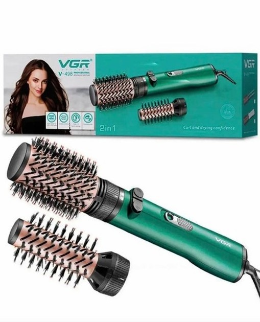 Професійний фен – стайлер VGR V-498 · Фен щітка браш для волосся 2 в 1 з двома швидкостями