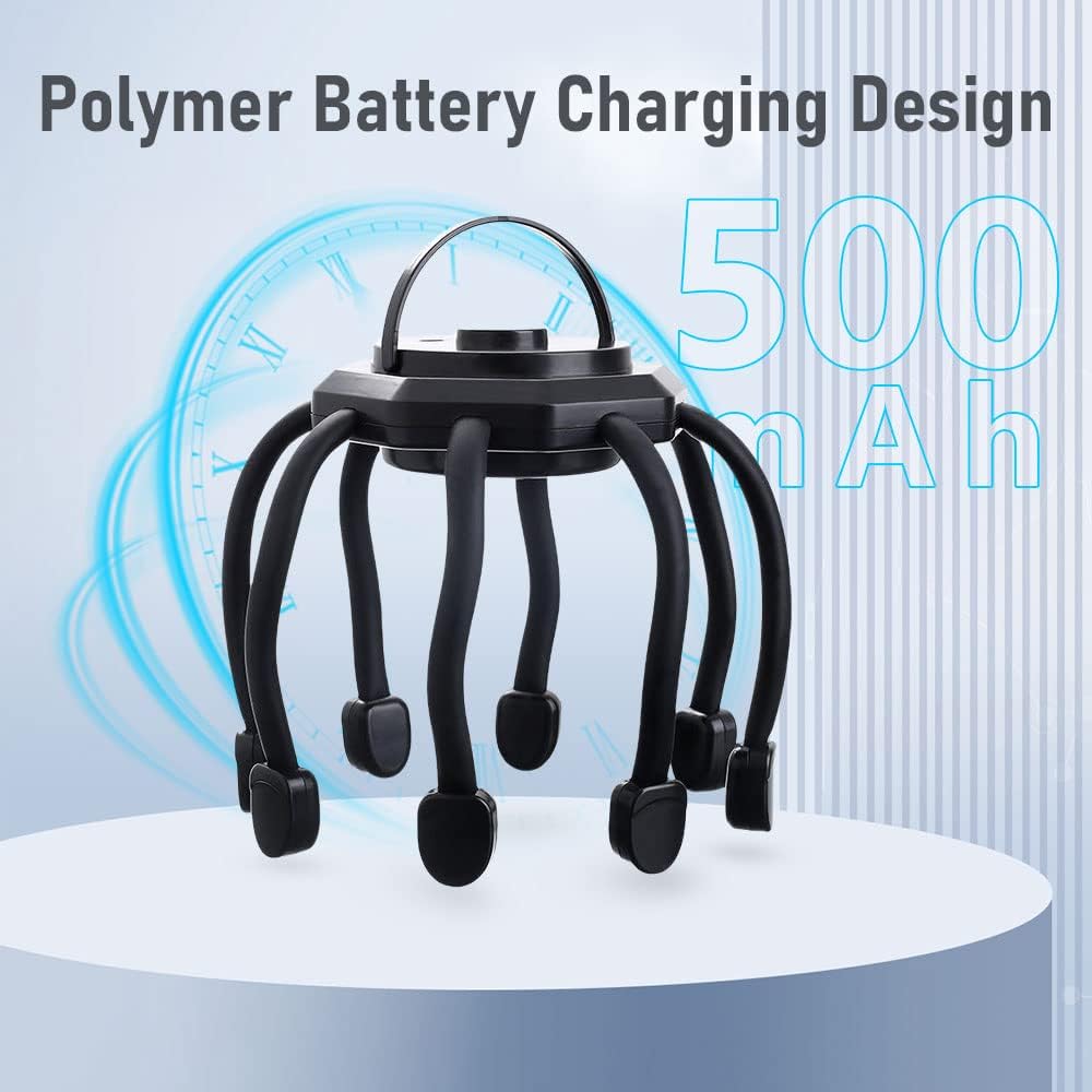 Масажер для голови Восьминіг з вібрацією і USB-зарядкою - мініатюра 8