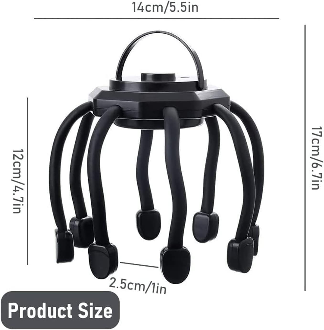 Масажер для голови Восьминіг з вібрацією і USB-зарядкою - мініатюра 9