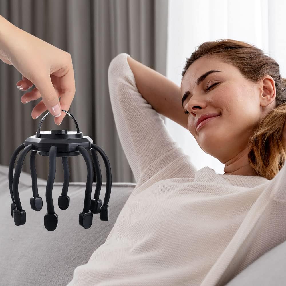 Масажер для голови Восьминіг з вібрацією і USB-зарядкою - мініатюра 11