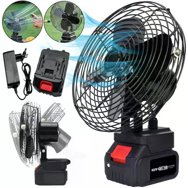 Акумуляторний вентилятор Lithium Electric Fan 48V чорний • Портативний бездротовий вентилятор з Li-ion акумулятором для дому, дачі, офісу та відпочинку