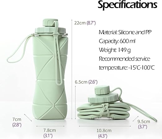 Складана силіконова пляшка для води 600 мл - мініатюра 4