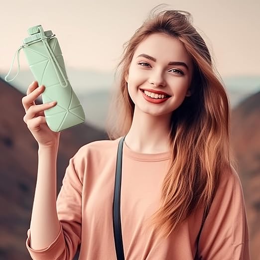 Складана силіконова пляшка для води 600 мл - мініатюра 5