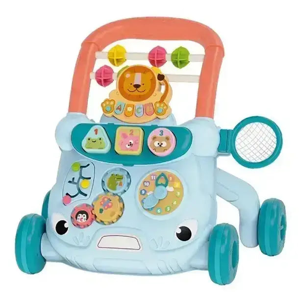 Дитячі ходунки-каталка з розвивальним центром • Каталка-ходунки 4в1 із сортером, шестернями та баскетбольним кільцем