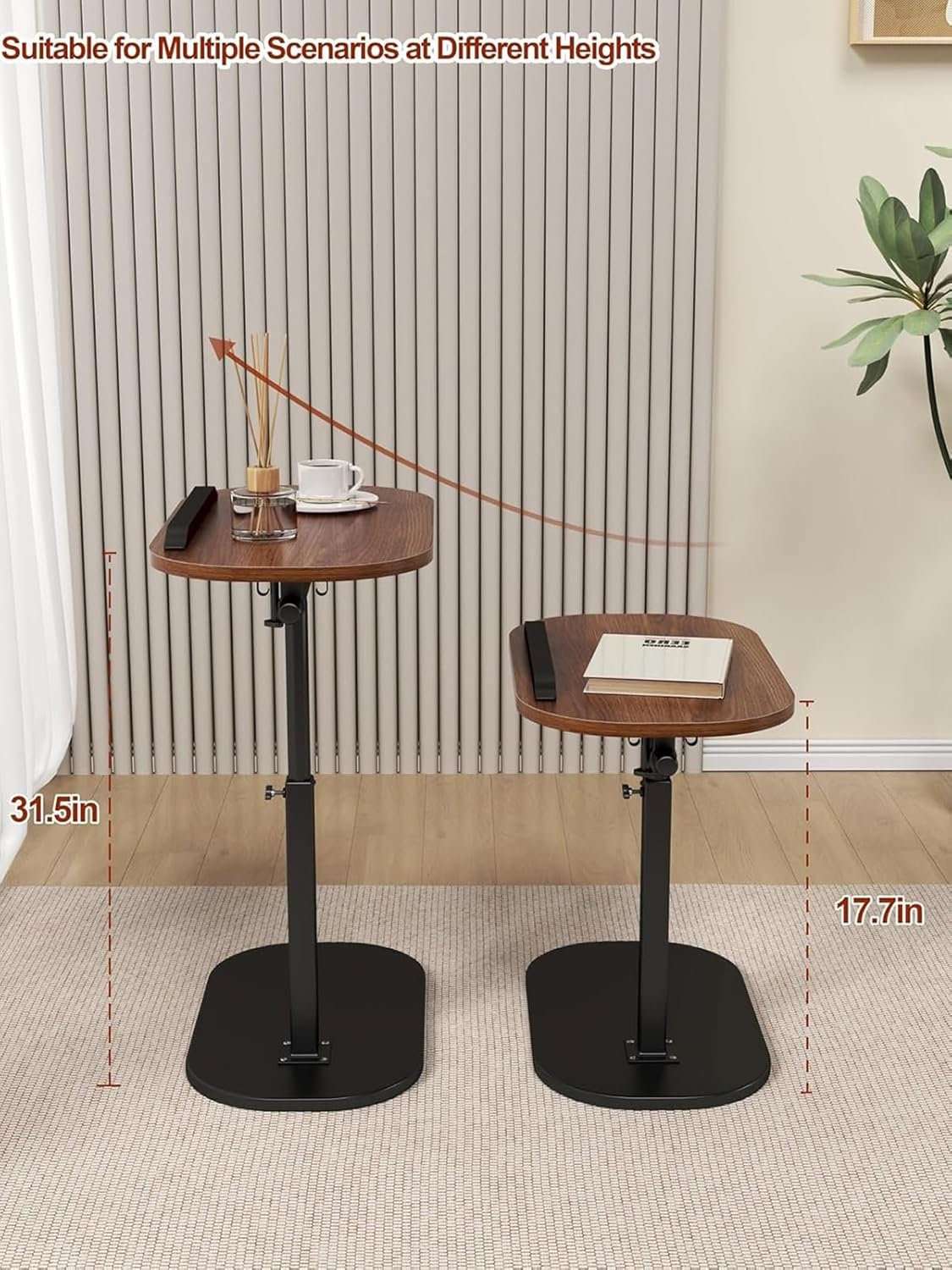 Наддиванний овальний журнальний столик 64201 із регулюванням висоти приліжковий - мініатюра 4