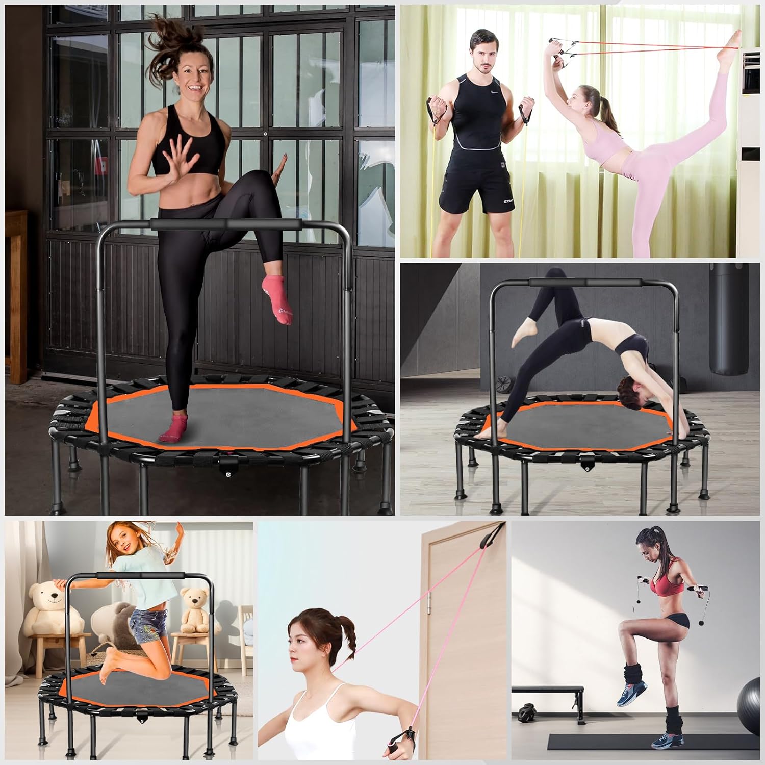 Фітнес-батут BT-1707 з ручкою для домашніх кардіотренувань і джампінгу - мініатюра 2