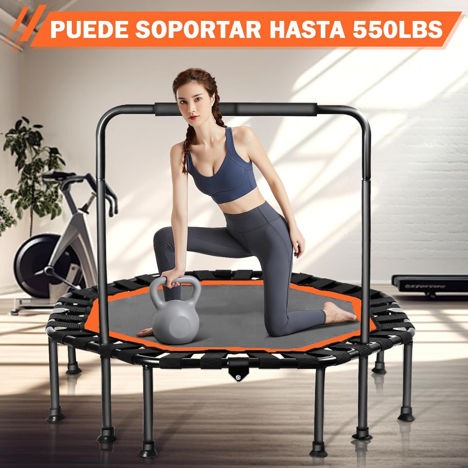 Фітнес-батут BT-1707 з ручкою для домашніх кардіотренувань і джампінгу - мініатюра 4